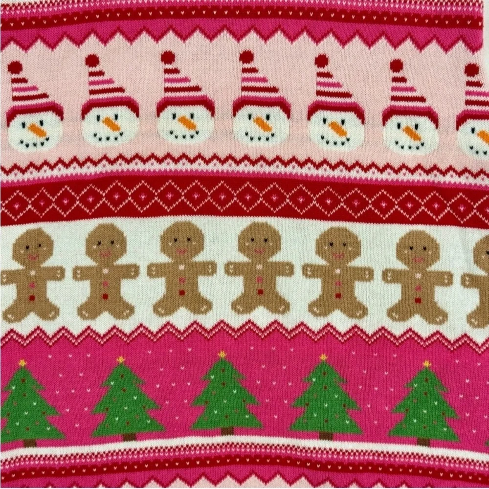 Gymboree Gingerbread Fair Isle Sweater Dress Girls 7 Christmas Cotton Snowmen